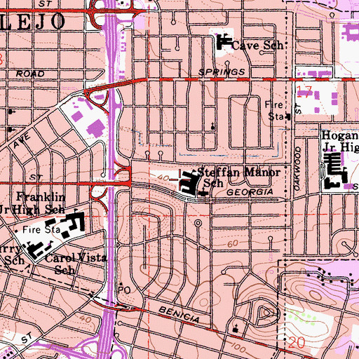Topographic Map of Steffan Manor Elementary School, CA