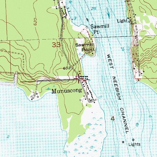 Topographic Map of Munuscong Post Office (historical), MI