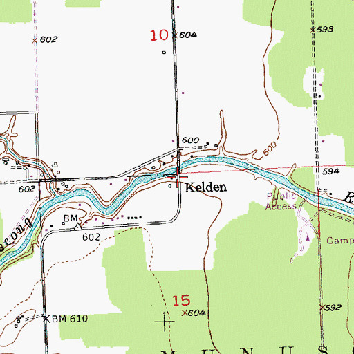 Topographic Map of Kelden Post Office (historical), MI
