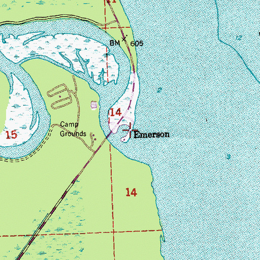 Topographic Map of Emerson Post Office (historical), MI