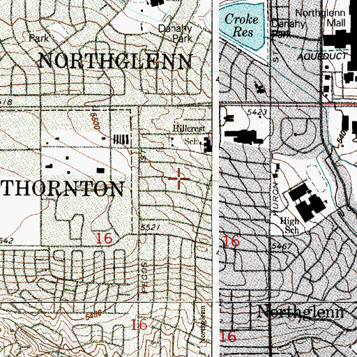 Topographic Map of Hillcrest, CO