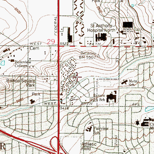 Topographic Map of Cobblestone Park, CO
