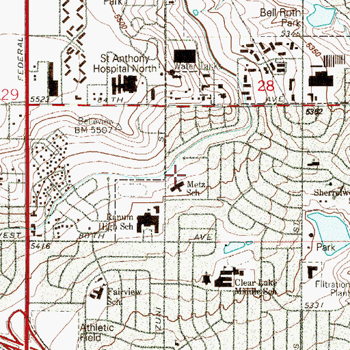 Topographic Map of Metz Park, CO