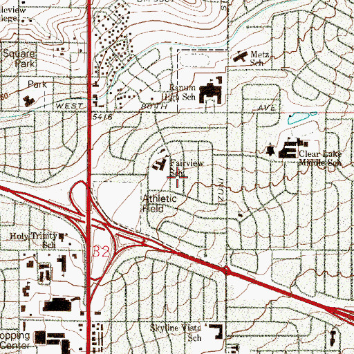 Topographic Map of Fairview, CO