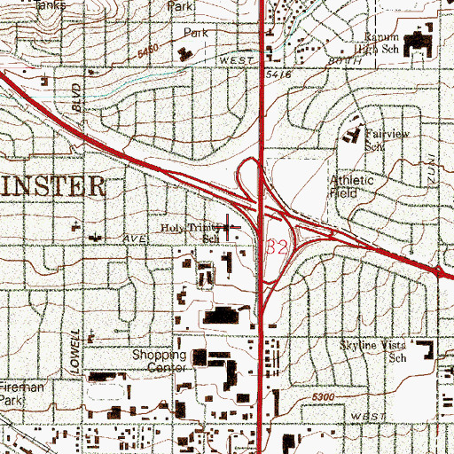 Topographic Map of Municipal Court Park, CO