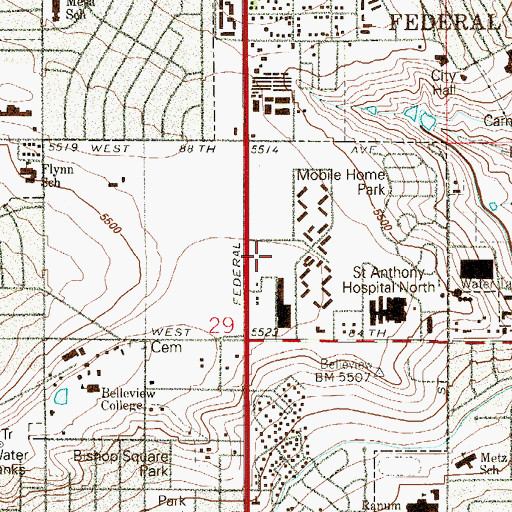Topographic Map of Crown Pointe Academy, CO