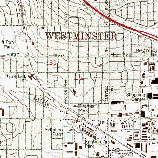 Topographic Map of Harris Park, CO