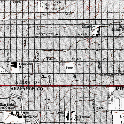 Topographic Map of Gateway Park, CO