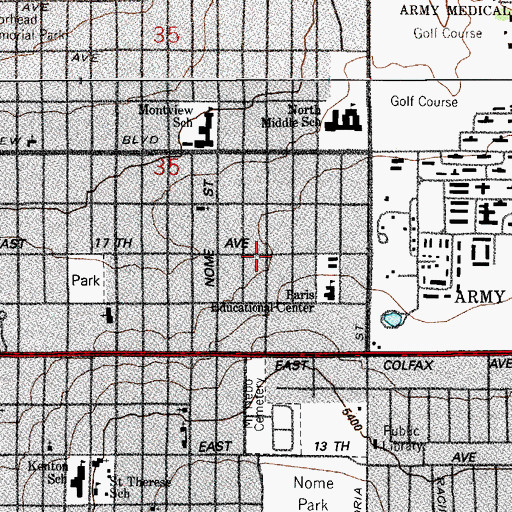 Topographic Map of Boston Heights, CO