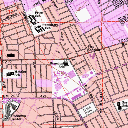 Topographic Map of Stendorf School, CA
