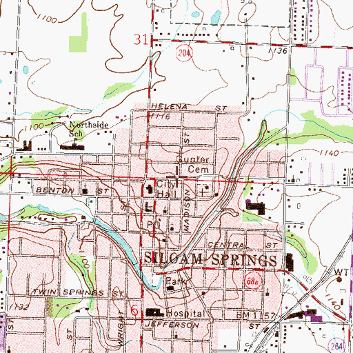 Topographic Map of Old Baptist Cemetery, AR