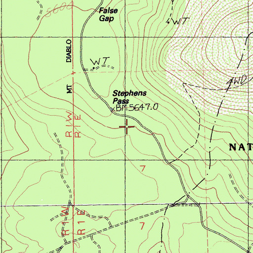 Topographic Map of Stephens Pass, CA