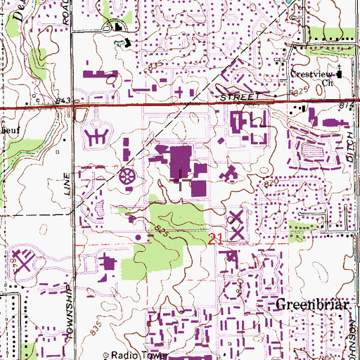 Topographic Map of Peyton Manning Childrens Hospital at Saint Vincent, IN
