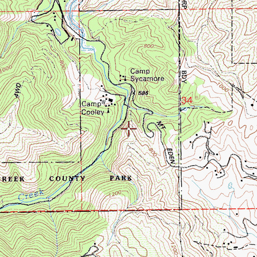 Topographic Map of Stevens Creek Park, CA
