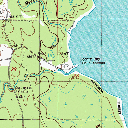 Topographic Map of Big River Post Office (historical), MI