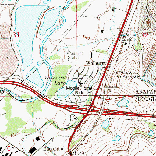 Topographic Map of Wide Acres, CO
