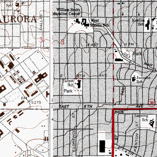 Topographic Map of Colfax Village, CO