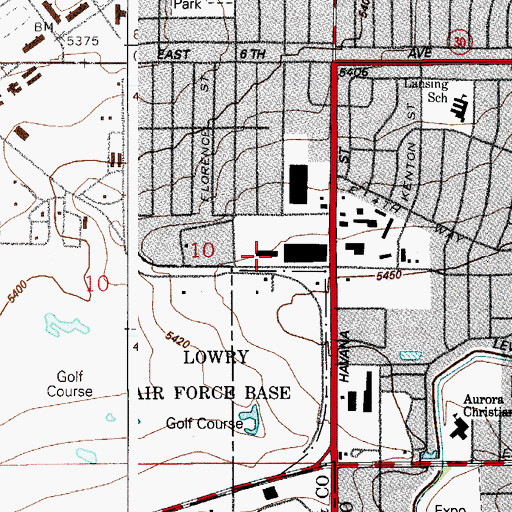 Topographic Map of Aurora Academy Charter School, CO