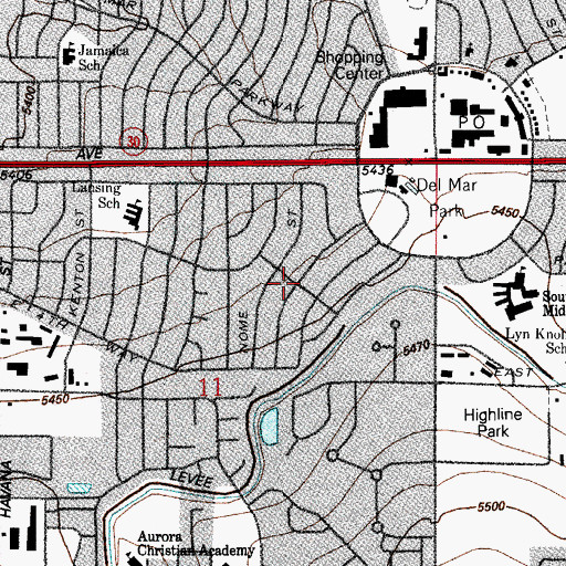 Topographic Map of Park East, CO
