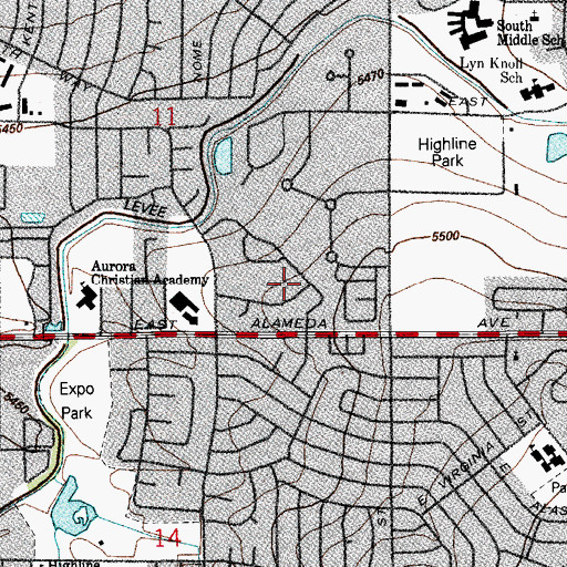 Topographic Map of Old Towne, CO