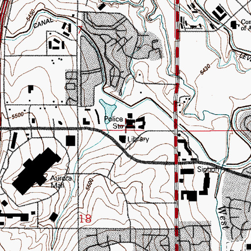 Topographic Map of Aurora Municipal Courthouse, CO