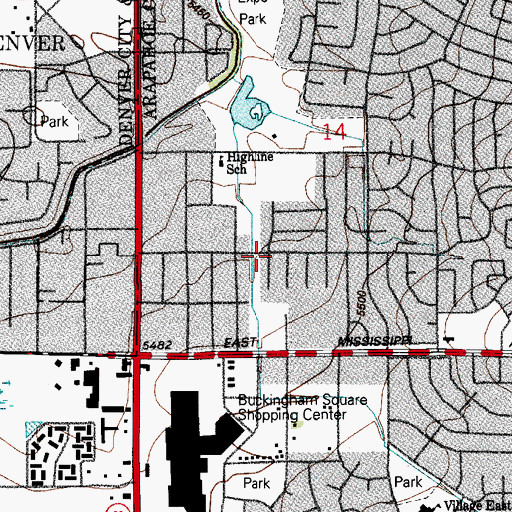 Topographic Map of Havana Village, CO