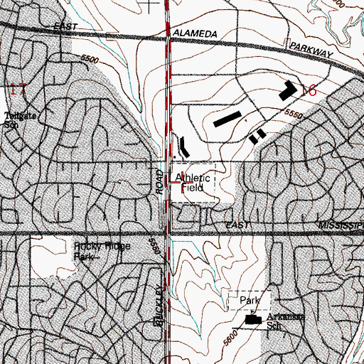 Topographic Map of Mountain View Park, CO