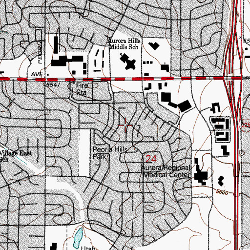 Topographic Map of Hallcrafts Village East, CO