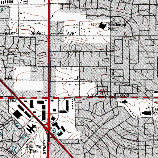 Topographic Map of Havana Heights Park, CO