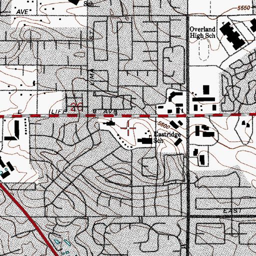 Topographic Map of Eastridge Park, CO