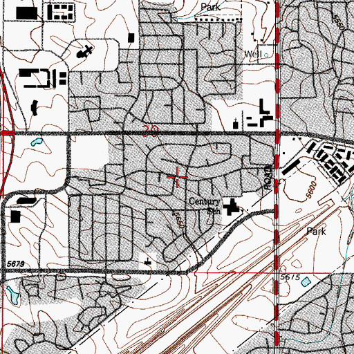 Topographic Map of Chadsford, CO