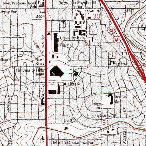 Topographic Map of Dove Christian Academy, CO