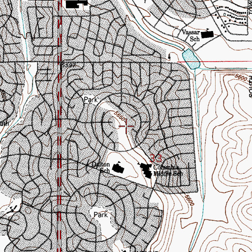 Topographic Map of Hutchinson Heights, CO