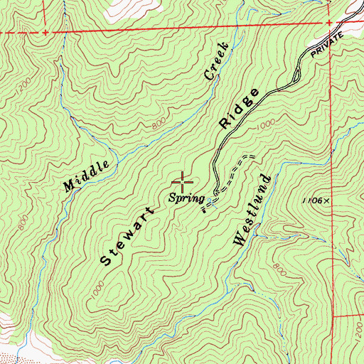 Topographic Map of Stewart Ridge, CA