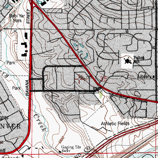 Topographic Map of Marketplace Courtyard Shopping Center, CO