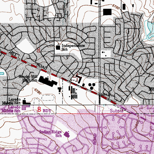 Topographic Map of Pheasant Run Plaza Shopping Center, CO