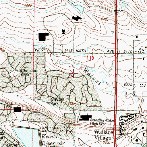 Topographic Map of Walnut Grove Park, CO