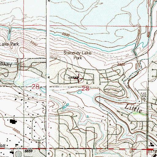 Topographic Map of Lakecrest, CO