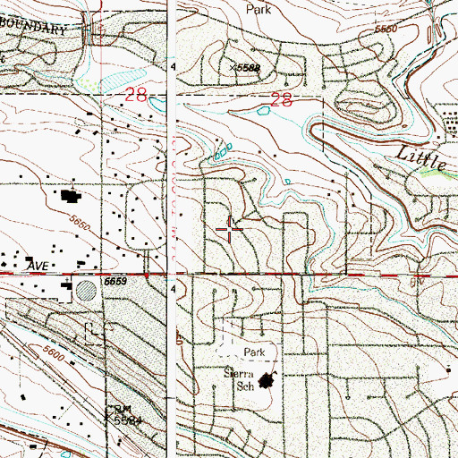 Topographic Map of Churchhill Downs, CO