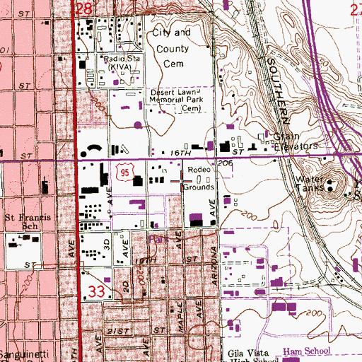 Topographic Map of J C Silver Spur Rodeo Grounds, AZ