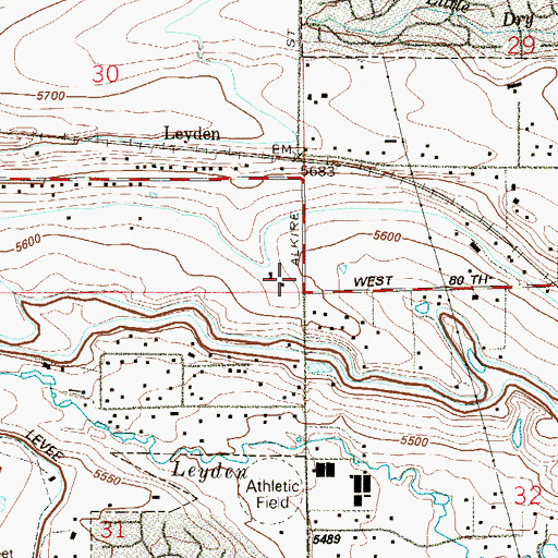 Topographic Map of Arvada Fire Protection District Station 7, CO