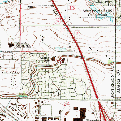 Topographic Map of Westminster Sports Center, CO