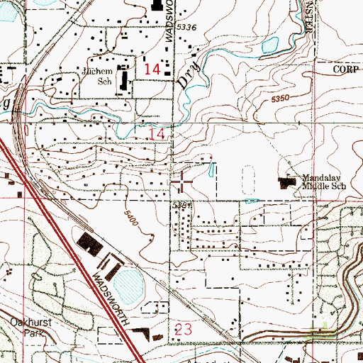 Topographic Map of Charles Semper Elementary School, CO