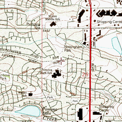 Topographic Map of Westree Park, CO
