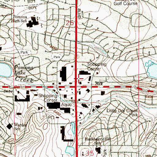Topographic Map of Lake Arbor Shopping Center, CO