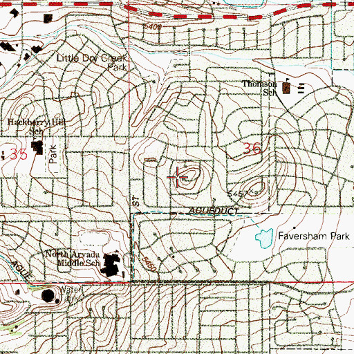 Topographic Map of The Highlands, CO