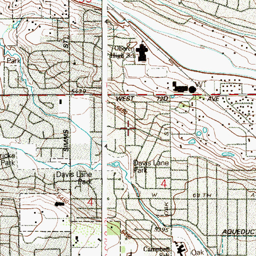 Topographic Map of Maplewood Acres, CO
