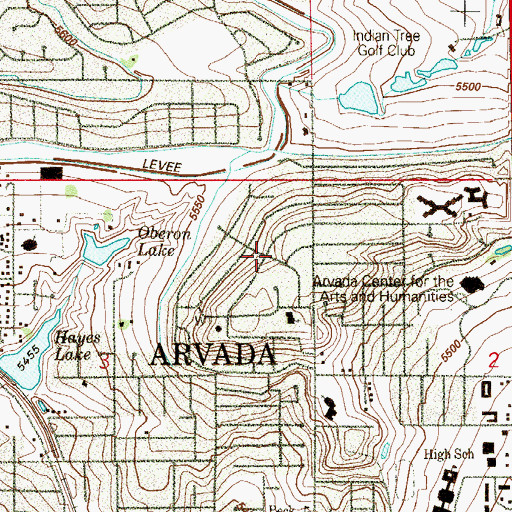 Topographic Map of Huntington Heights, CO