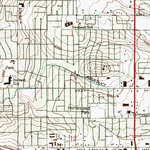 Topographic Map of Lamar Heights, CO