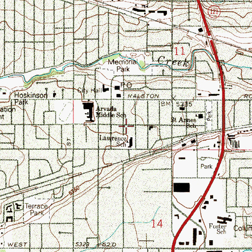 Topographic Map of Arvada Fire Protection District Station 1, CO
